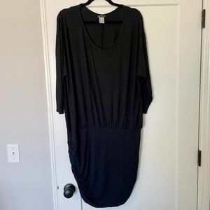 Venus Ruched Long Sleeve Dress Women's 1x black